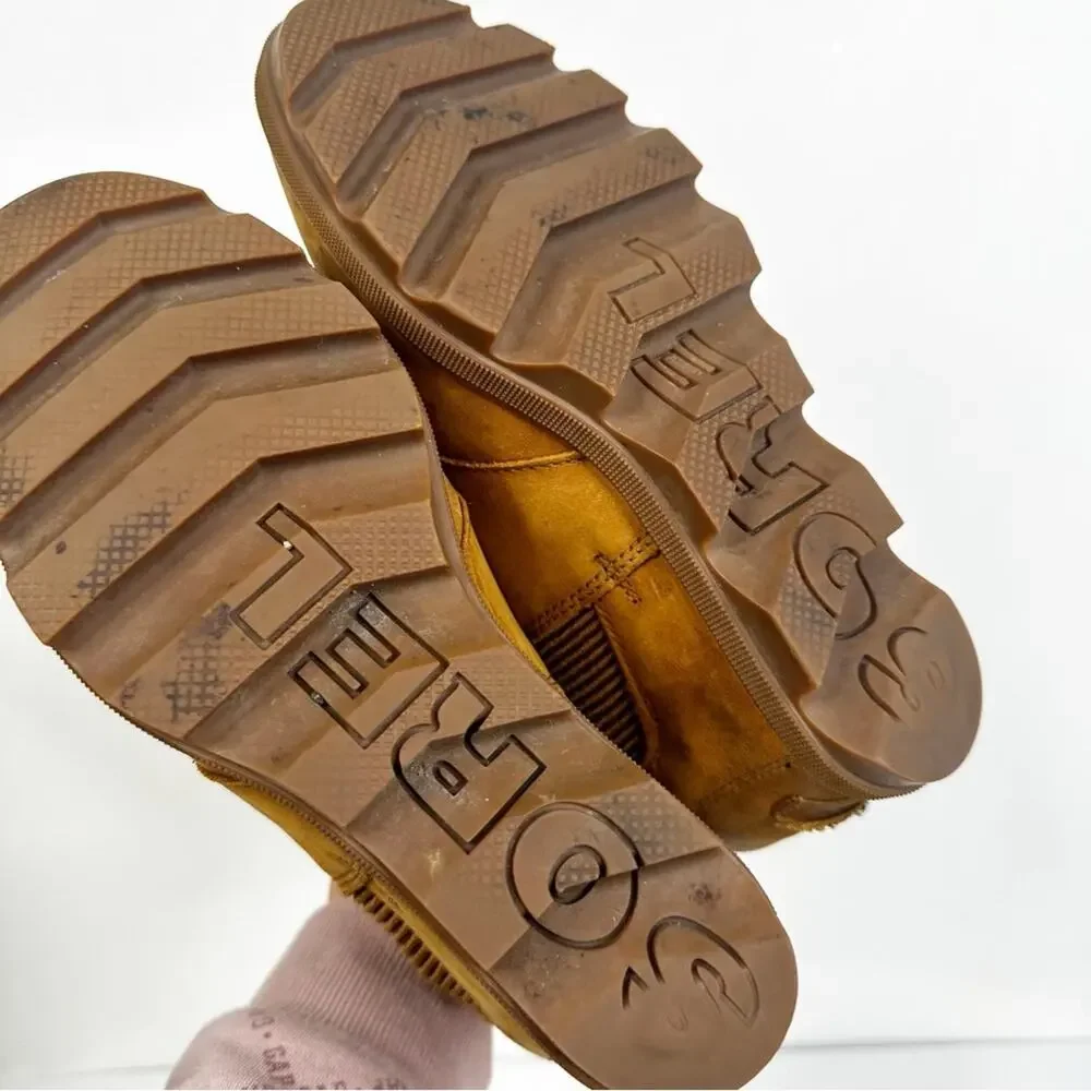 Sorel Joan Of Arctic Leather Wedge Chelsea Boot Camel Tan Size 8 NL3022-224